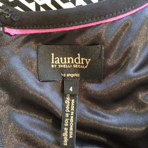 Laundry by Shelli Segal 4 NWT Black White Geometric Shift Dress Cut Out Neck - Picture 7 of 11